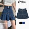 Ảnh của Chân váy jean ngắn kaki cạp cao xếp ly, chân váy ngắn kiểu dáng thanh lịch phong cách_v38