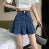 Ảnh của Chân váy jean ngắn kaki cạp cao xếp ly, chân váy ngắn kiểu dáng thanh lịch phong cách_v38