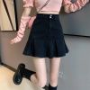 Ảnh của Chân váy jean ngắn kaki cạp cao xếp ly, chân váy ngắn kiểu dáng thanh lịch phong cách_v38
