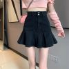 Ảnh của Chân váy jean ngắn kaki cạp cao xếp ly, chân váy ngắn kiểu dáng thanh lịch phong cách_v38