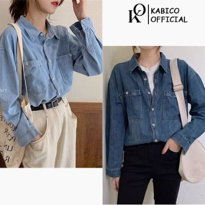 Ảnh của Áo jean nữ dài tay, áo sơ mi jean dài tay, áo bò nữ dài tay _G2