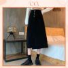 Ảnh của Chân váy nữ cạp cao xẻ gấu, chân váy jean nữ lệch vạt xẻ trước tua gấu mẫu mới _A5