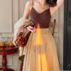 Ảnh của Chân váy midi dáng dài phối lưng chun, chân váy dài qua gối cạp cao_A6