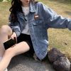 Ảnh của Áo khoác jean KABICO kaki nữ form rộng, áo khoác jeans bò nữ phong cách Unisex G4