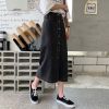 Ảnh của Chân váy jean dài nữ qua gối cạp cao, váy dài xẻ trước lưng cao phong cách ulzzang A8