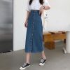 Ảnh của Chân váy jean dài nữ qua gối cạp cao, váy dài xẻ trước lưng cao phong cách ulzzang A8