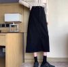 Picture of Chân váy jean kaki xòe xẻ gấu, chân váy bò nữ dài cạp cao chỉnh gấu phong cách A9