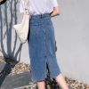 Picture of Chân váy nữ cạp cao, chân váy midi tua gấu xẻ sau phong cách_A10