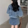 Picture of Sét áo khoác jean nữ KABICO dáng ngắn có bán kèm chân váy jean ngắn phong cách ulzzang G6