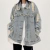 Ảnh của Áo khoác Jean dáng dài, áo jean KABICO dài tay tua rua phong cách unisex_G9