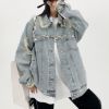 Ảnh của Áo khoác Jean dáng dài, áo jean KABICO dài tay tua rua phong cách unisex_G9