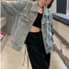 Ảnh của Áo khoác Jean dáng dài, áo jean KABICO dài tay tua rua phong cách unisex_G9
