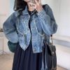 Picture of Áo jean nữ dài tay tua rua, áo jean nữ KABICO dáng ngắn phong cách thanh lịch_g10