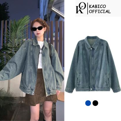 Ảnh của Áo jean nam nữ dài tay phong cách, áo jean nữ KABICO dáng dài mùa thu đông_G11