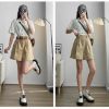 Ảnh của Quần short nữ kaki cạp cao KABICO quần short ống rộng lưng cao phong cách Hàn Quốc C7