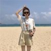 Ảnh của Quần short nữ kaki cạp cao KABICO quần short ống rộng lưng cao phong cách Hàn Quốc C7