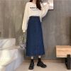 Ảnh của Chân váy jean dài KABICO cạp điều chỉnh độ rộng bụng phong cách, váy jean dáng dài cạp cao thanh lịch A14