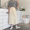 Ảnh của Chân váy jean dài KABICO cạp điều chỉnh độ rộng bụng phong cách, váy jean dáng dài cạp cao thanh lịch A14