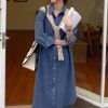 Ảnh của Váy sơ mi Jeans dáng dài, váy jean dài tay dáng rộng, mẫu mới A17