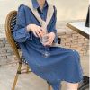 Ảnh của Váy sơ mi Jeans dáng dài, váy jean dài tay dáng rộng, mẫu mới A17