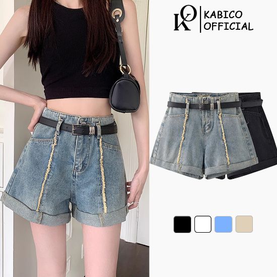 Picture of Quần Short jean nữ cạp cao tua gấu, quần short jean KABICO phong cách thanh lịch_C10