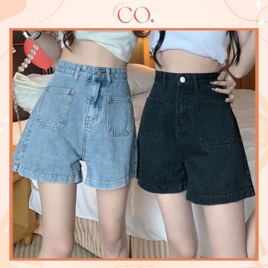 Ảnh của Quần short cạp cao phong cách, quần short ống rông túi trước_C12
