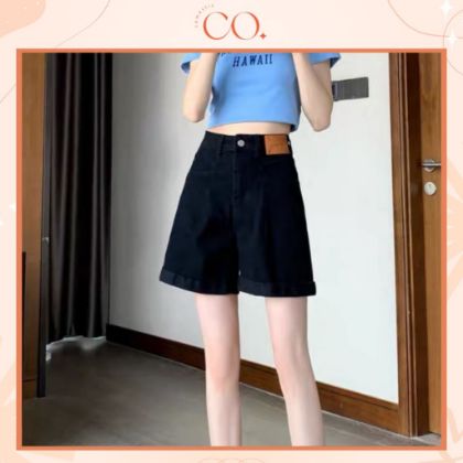 Ảnh của Quần short jean nữ cạp cao phong cách, quần short KABICO ống rộng kiểu dáng thanh lịch_C13