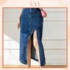 Ảnh của Chân váy cạp cao dài qua gối, chân váy midi jean/ kaki phong cách_A19