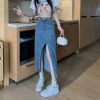 Ảnh của Chân váy cạp cao dài qua gối, chân váy midi jean/ kaki phong cách_A19