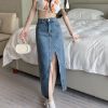 Ảnh của Chân váy cạp cao dài qua gối, chân váy midi jean/ kaki phong cách_A19