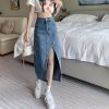 Ảnh của Chân váy cạp cao dài qua gối, chân váy midi jean/ kaki phong cách_A19