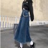 Ảnh của Chân váy jeans cạp cao, chân váy midi dáng dài phong cách Hàn Quốc_A20