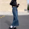 Ảnh của Chân váy jeans cạp cao, chân váy midi dáng dài phong cách Hàn Quốc_A20