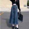 Ảnh của Chân váy jeans cạp cao, chân váy midi dáng dài phong cách Hàn Quốc_A20