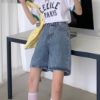 Ảnh của Quần Jean nữ cạp cao sắn gấu phong cách Hàn Quốc, quần short KABICO kiểu dáng thanh lịch C20