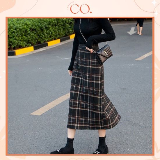 Ảnh của Chân váy dạ nữ cạp cao phối chun sau, chân váy dạ midi dáng dài phong cách_A21