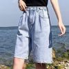 Ảnh của Quần short kaki nữ cạp cao ống rộng, quần sooc đùi nữ lưng cao tua gấu lưng cao ulzzang phong cách Hàn Quốc C21