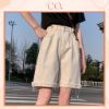 Ảnh của Quần short kaki nữ cạp cao ống rộng, quần sooc đùi nữ lưng cao tua gấu lưng cao ulzzang phong cách Hàn Quốc C21