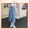 Picture of Chân váy midi xẻ trước và xẻ sau chỉnh cạp to nhỏ, chân váy cạp cao dài qua gối phong cách_a23