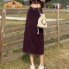 Picture of Chân váy midi xẻ trước và xẻ sau chỉnh cạp to nhỏ, chân váy cạp cao dài qua gối phong cách_a23