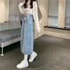 Picture of Chân váy midi xẻ trước và xẻ sau chỉnh cạp to nhỏ, chân váy cạp cao dài qua gối phong cách_a23