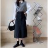 Picture of Chân váy midi xẻ trước và xẻ sau chỉnh cạp to nhỏ, chân váy cạp cao dài qua gối phong cách_a23