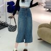 Picture of Chân váy jean nữ dài cạp cao, chân váy midi xẻ trước phong cách thanh lịch_A27