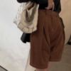 Ảnh của Quần short nhung cạp chun, quần short nhung cạp cao xếp ly phong cách_c27