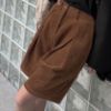 Ảnh của Quần short nhung cạp chun, quần short nhung cạp cao xếp ly phong cách_c27