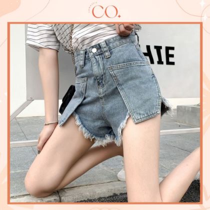 Ảnh của Quần short ngắn nữ cạp cao tua gấu, quần short jean kaki phong cách ulzzang_c32