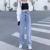 Picture of Quần jeans siêu dài cạp cao, quần jean ống rộng hai màu xanh đậm, xanh nhạt_j1