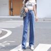 Picture of Quần jeans siêu dài cạp cao, quần jean ống rộng hai màu xanh đậm, xanh nhạt_j1