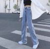Picture of Quần jeans siêu dài cạp cao, quần jean ống rộng hai màu xanh đậm, xanh nhạt_j1
