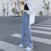 Picture of Quần jeans siêu dài cạp cao, quần jean ống rộng hai màu xanh đậm, xanh nhạt_j1